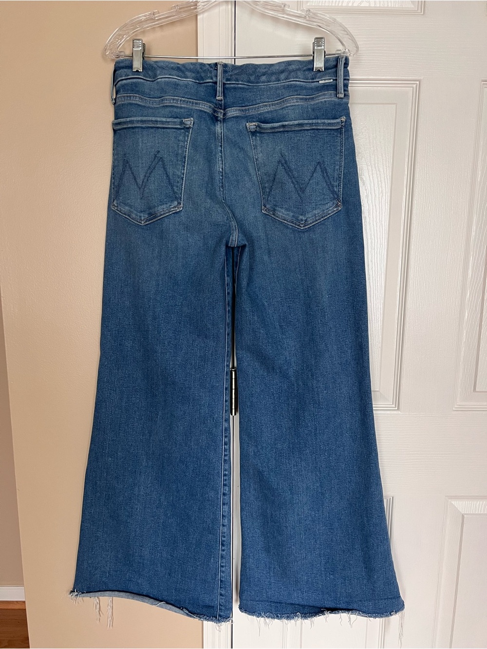 MOTHER The Roller High Rise Wide Leg Jeans Raw Hem Size 31 Riding the Cliffside - Picture 5 of 10
